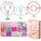 DIY Bead Jewelry Making Kit with 400+ Beads & Charms for Creative Bracelets Necklaces Rings, Children Mermaid Starfish Shell Princess Necklace Bracelets Making Art Craft Bead Kit for Girls
